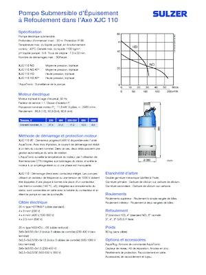 Водни помпи за мръсна вода Sulzer XJC 110 HD
