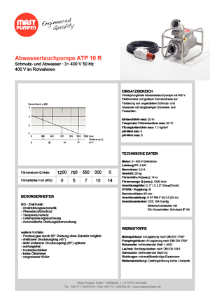 Помпи за отпадъчни води Mast-Pumpen ATP 10 R