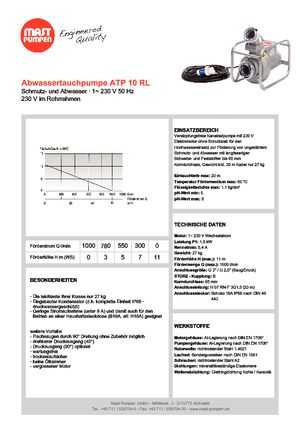 Помпи за отпадъчни води Mast-Pumpen ATP 10 RL