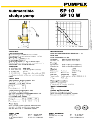 Помпи за отпадъчни води Pumpex SP 10 D