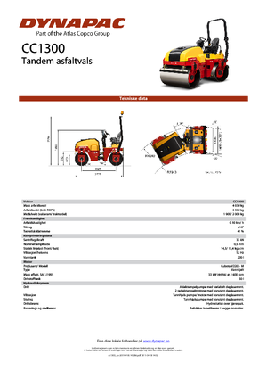 Тандемни вибрационни валяци Dynapac CC 1300