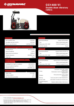 Тандемни вибрационни валяци Dynapac CC 1400 VI