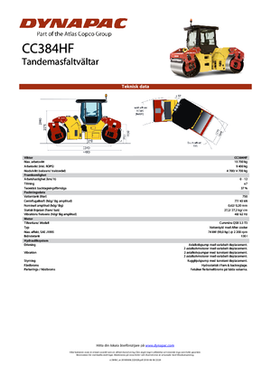 Тандемни вибрационни валяци Dynapac CC 384 HF