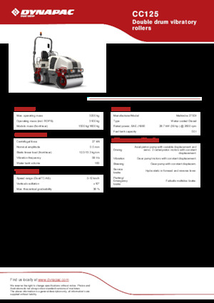 Тандемни вибрационни валяци Dynapac CC125