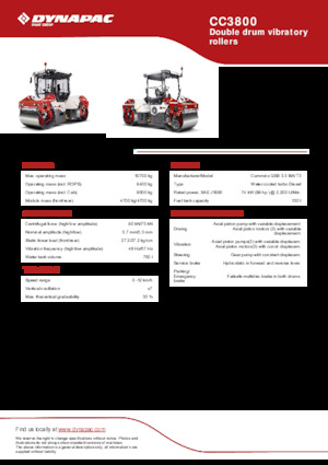 Тандемни вибрационни валяци Dynapac CC3800