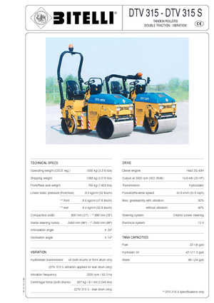 Тандемни вибрационни валяци Bitelli DTV 315