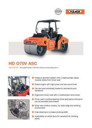 Тандемни вибрационни валяци Hamm HD O70 V ASC