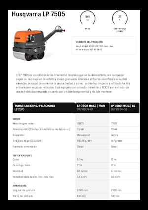 Тандемни вибрационни валяци Husqvarna LP 7505