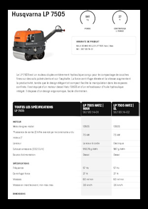 Тандемни вибрационни валяци Husqvarna LP 7505