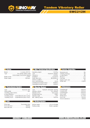 Тандемни вибрационни валяци Sinoway SWC212H
