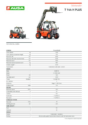 Телескопични манипулатори на материали Ausa T 144 H Plus