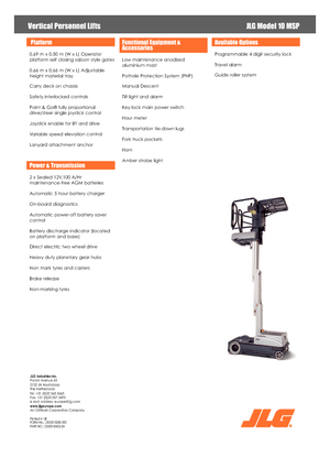 Подемници с единична вертикална мачта JLG 10MSP