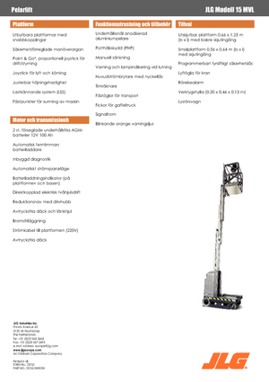 Подемници с единична вертикална мачта JLG 15 MVL