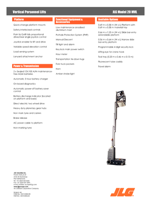 Подемници с единична вертикална мачта JLG 20MVL