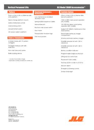 Подемници с единична вертикална мачта JLG 30AM