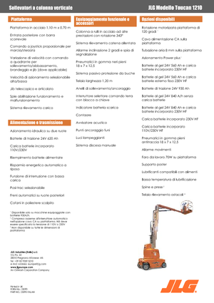 Подемници с единична вертикална мачта JLG-Toucan Toucan 1210