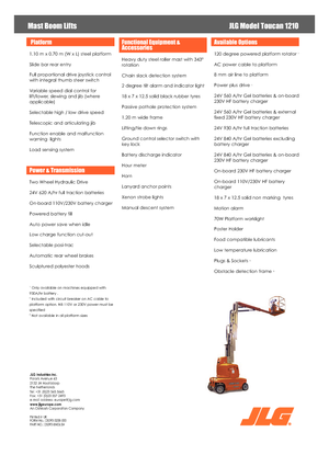 Подемници с единична вертикална мачта JLG-Toucan Toucan 1210