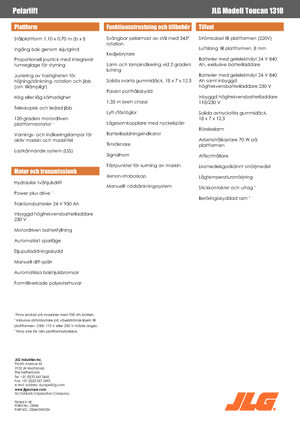 Подемници с единична вертикална мачта JLG-Toucan Toucan 1310