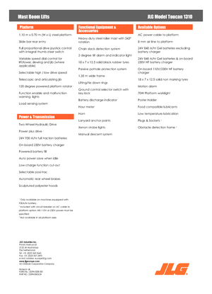 Подемници с единична вертикална мачта JLG-Toucan Toucan 1310