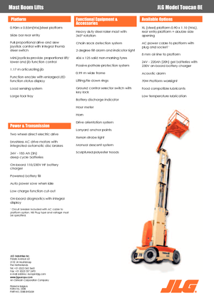 Подемници с единична вертикална мачта JLG-Toucan Toucan 8 E