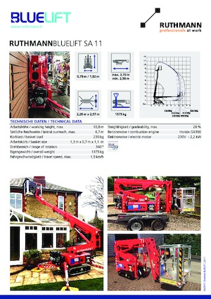 Пълзящи повдигачи с подвижна стрела Ruthmann BLUELIFT SA 11