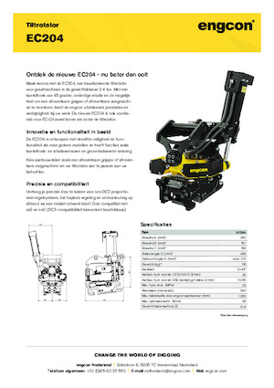 Механизми за завъртане и наклон на багерната кофа engcon EC204