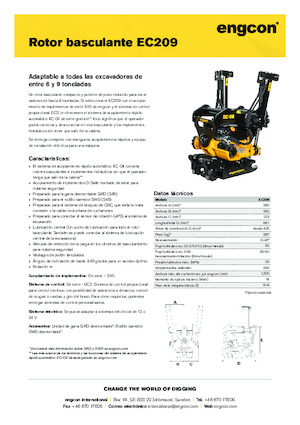 Механизми за завъртане и наклон на багерната кофа engcon EC209