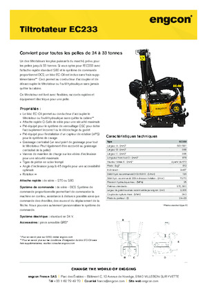 Механизми за завъртане и наклон на багерната кофа engcon EC233