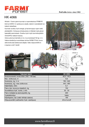 Кранове за товарене на дървен материал Farmi HK 4066 X