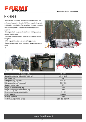 Кранове за товарене на дървен материал Farmi HK 4066 X