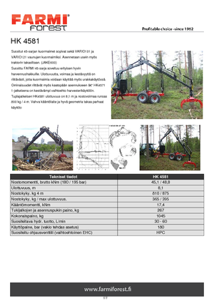 Кранове за товарене на дървен материал Farmi HK 4581 X
