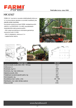Кранове за товарене на дървен материал Farmi HK 6167 X