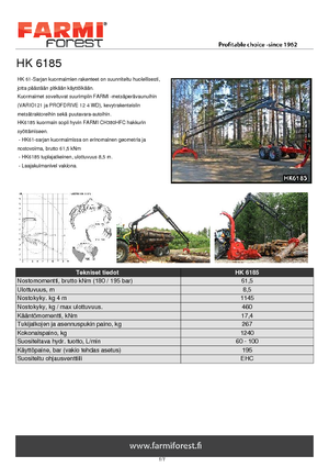 Кранове за товарене на дървен материал Farmi HK 6185 X