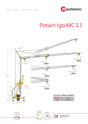 Кулокран - тролейна стрела - долно въртене Potain IGO MC 13