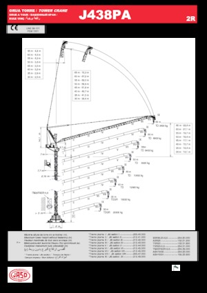 Кулокран - товароподемна накланяща се стрела - горно въртене Jaso J438PA.2R