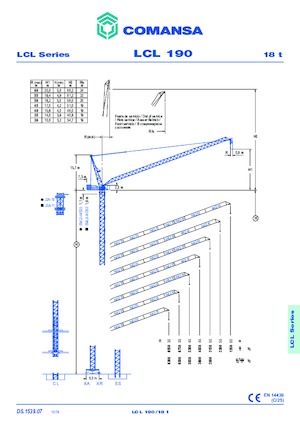 Кулокран - товароподемна накланяща се стрела - горно въртене Comansa LCL 190