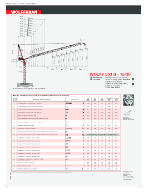 Кулокран - товароподемна накланяща се стрела - горно въртене Wolffkran 550 B