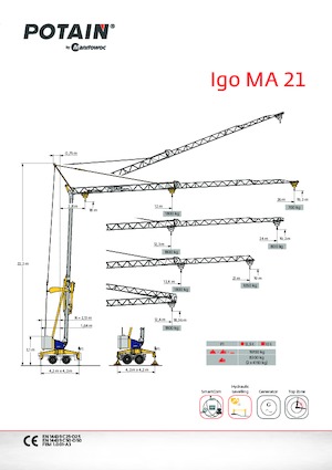 Кулокран - тролейна стрела - долно въртене Potain Igo MA 21
