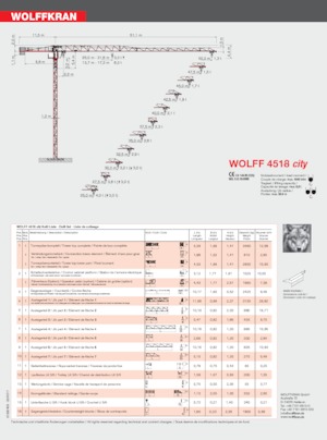Кулокран - тролейна стрела - горно въртене Wolffkran 4518 city