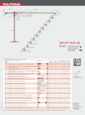 Кулокран - тролейна стрела - горно въртене Wolffkran 4518 city
