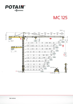 Кулокран - тролейна стрела - горно въртене Potain MC 125
