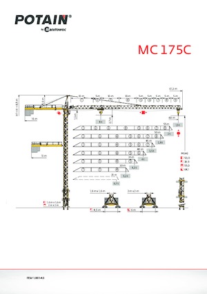 Кулокран - тролейна стрела - горно въртене Potain MC 175C