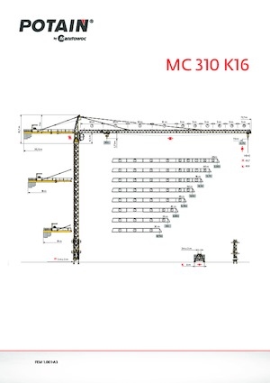 Кулокран - тролейна стрела - горно въртене Potain MC 310 K16