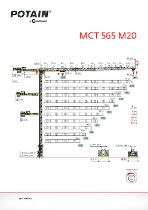 Кулокран - тролейна стрела - горно въртене Potain MCT 565 M20