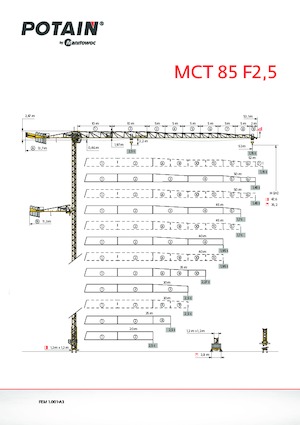 Кулокран - тролейна стрела - горно въртене Potain MCT 85 F2.5