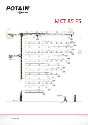 Кулокран - тролейна стрела - горно въртене Potain MCT 85 F5