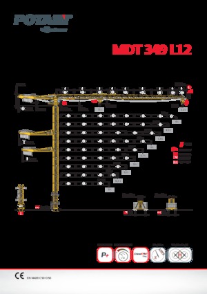 Кулокран - тролейна стрела - горно въртене Potain MDT 349 L 12