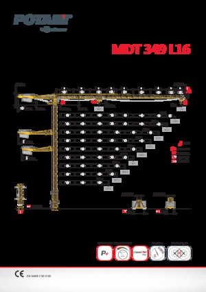 Кулокран - тролейна стрела - горно въртене Potain MDT 349 L 16