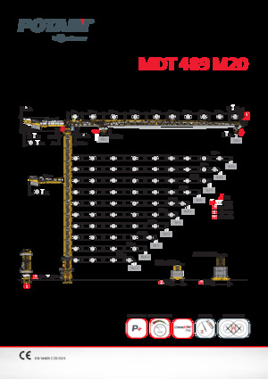 Кулокран - тролейна стрела - горно въртене Potain MDT 489 M20