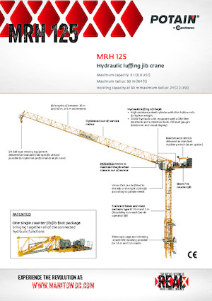 Кулокран - тролейна стрела - горно въртене Potain MRH 125